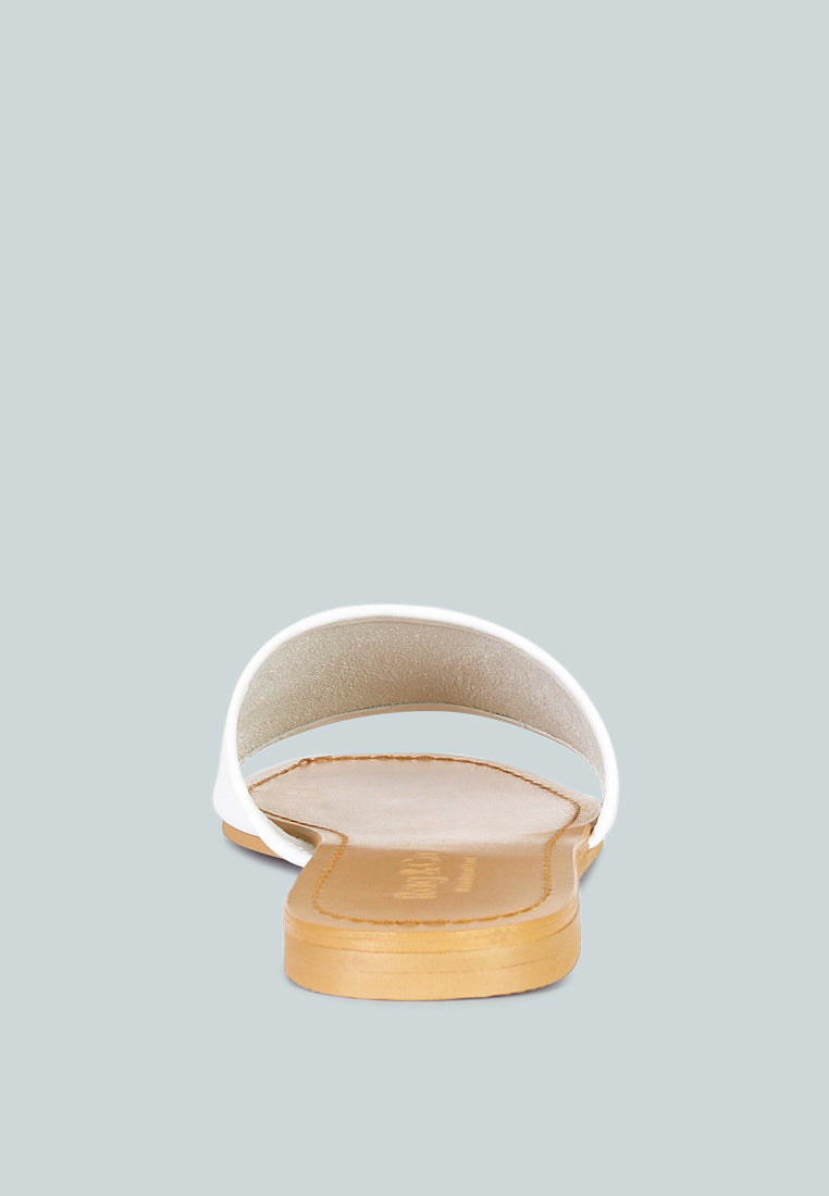 TATAMI White Leather Classic Slide Flats#color_white