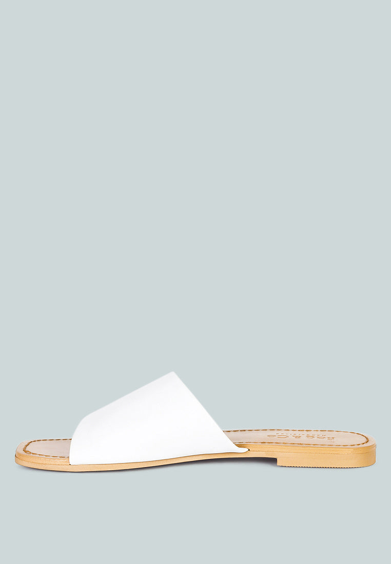 TATAMI White Leather Classic Slide Flats#color_white