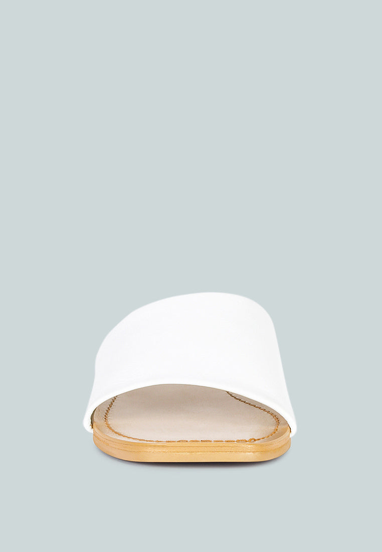 TATAMI White Leather Classic Slide Flats#color_white