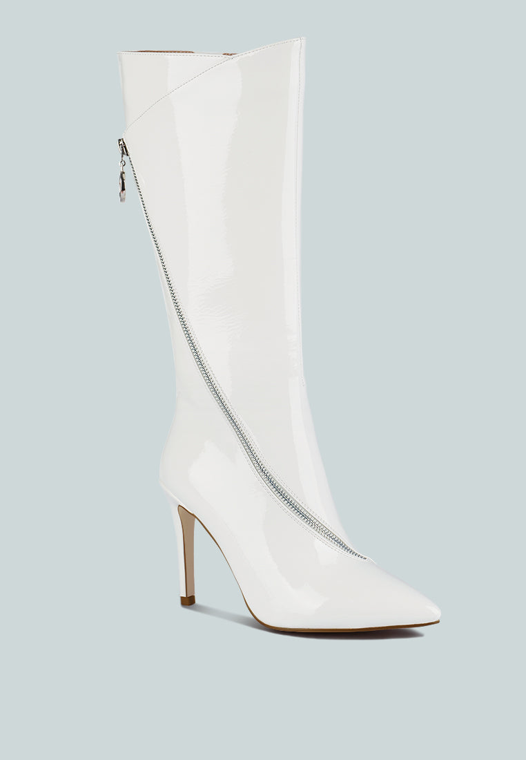 TSAROH Zip Around Calf Boot#color_white