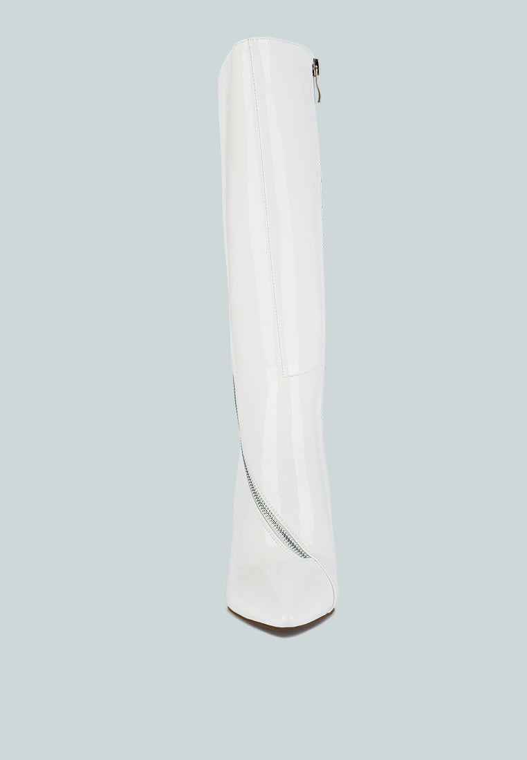 TSAROH Zip Around Calf Boot#color_white