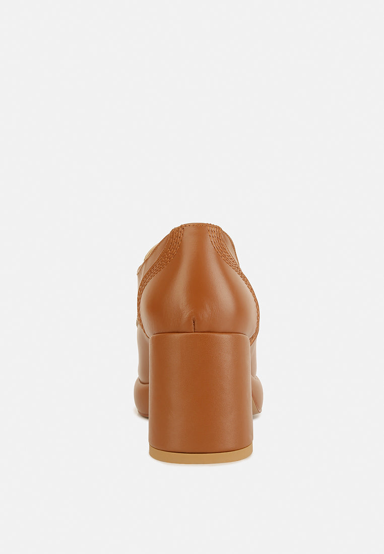 ZAILA Leather Block Heel Oxfords#color_tan