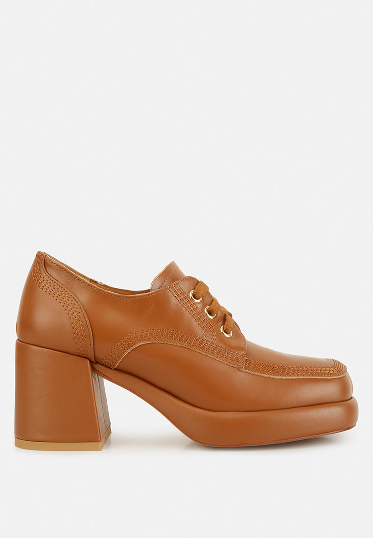 ZAILA Leather Block Heel Oxfords#color_tan