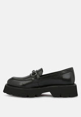 cheviot black chunky leather loafers_black