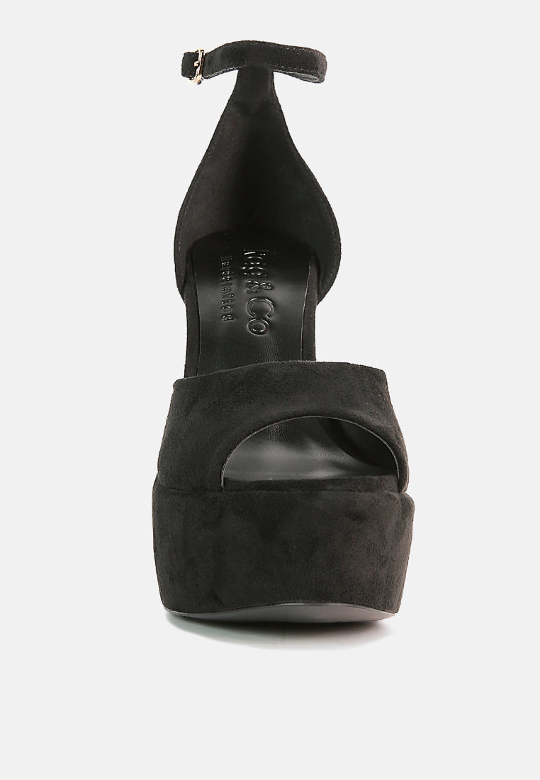 BEATY Black Studded Suede High Block Heeled Sandals_Black