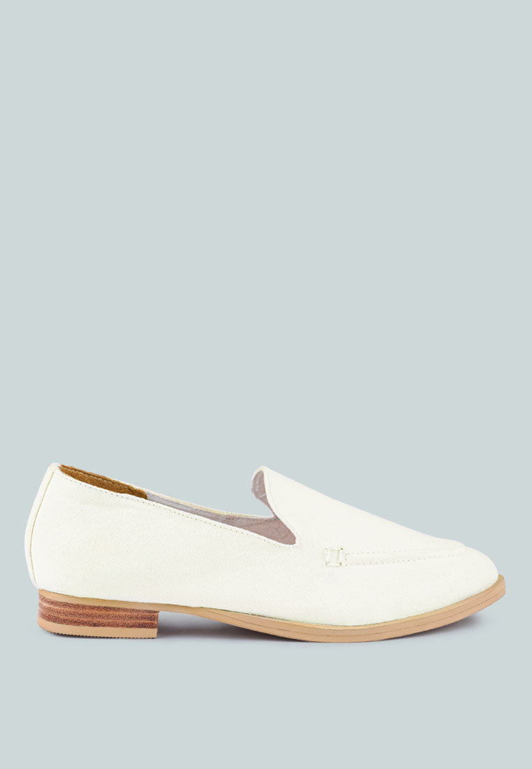 BOUGIE White Organic Canvas Loafers_White