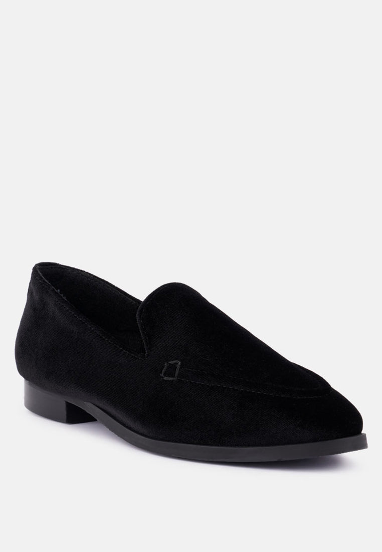 LUXE-LAP Black Velvet Handcrafted Loafers_Black