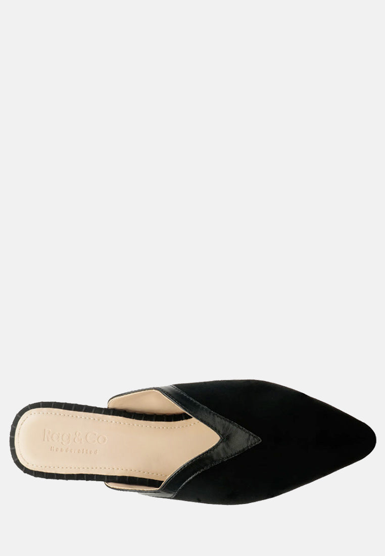 ORLA Black Classic Suede Walking Mules-Black
