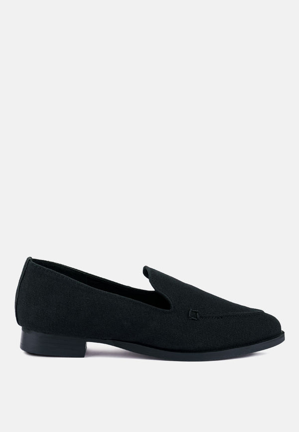 BOUGIE Black Organic Canvas Loafers_Black