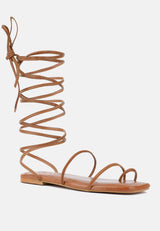 AMATHA Tan Essential Toe Ring Summer Leather Flats_Tan