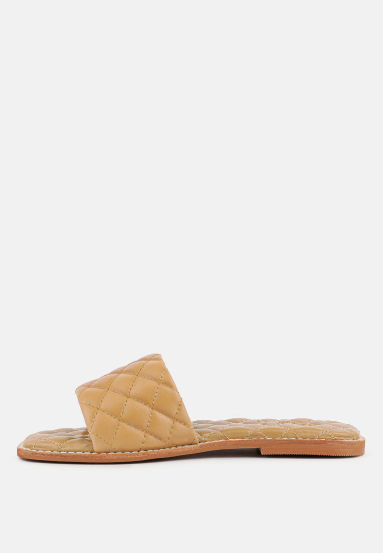 ODALTA Beige Handcrafted Quilted Summer Flats_Beige