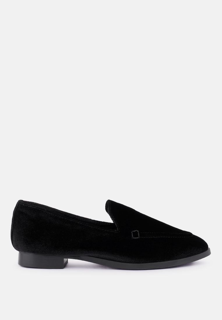 Buy Luxe-Lap Black Velvet Handcrafted Loafers | Loafers & Ballerinas ...