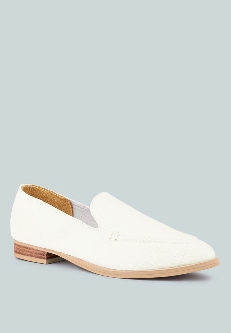 BOUGIE White Organic Canvas Loafers_White