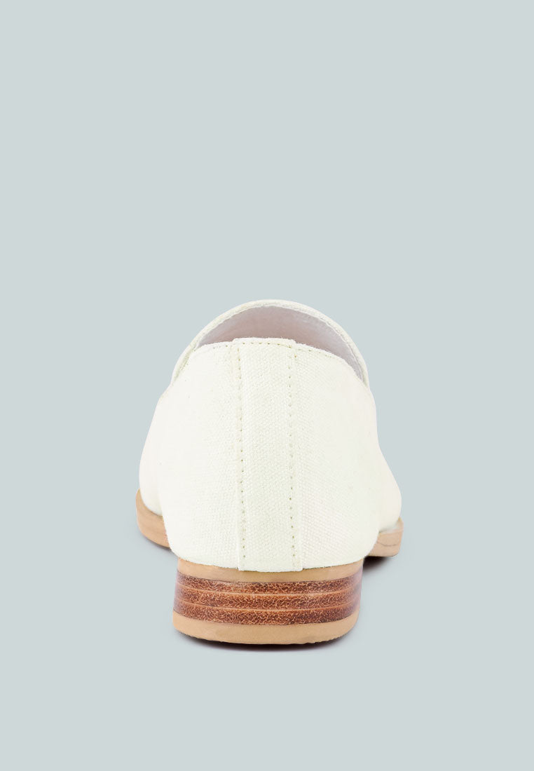 BOUGIE White Organic Canvas Loafers_White