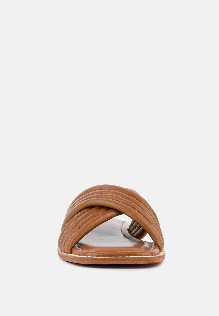 EURA Tan Quilted Leather Flats_Tan