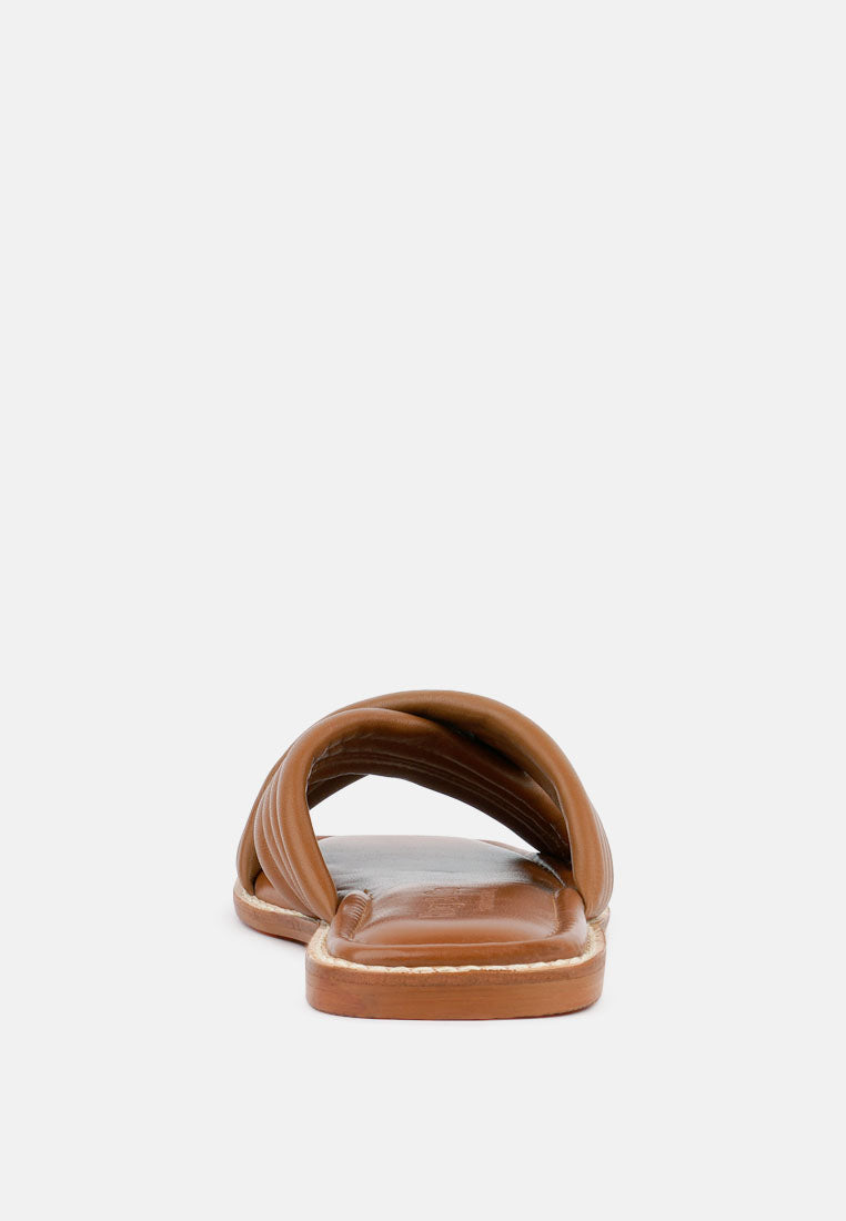 Buy Eura Tan Quilted Leather Flats | Sandals | Rag & Co United States