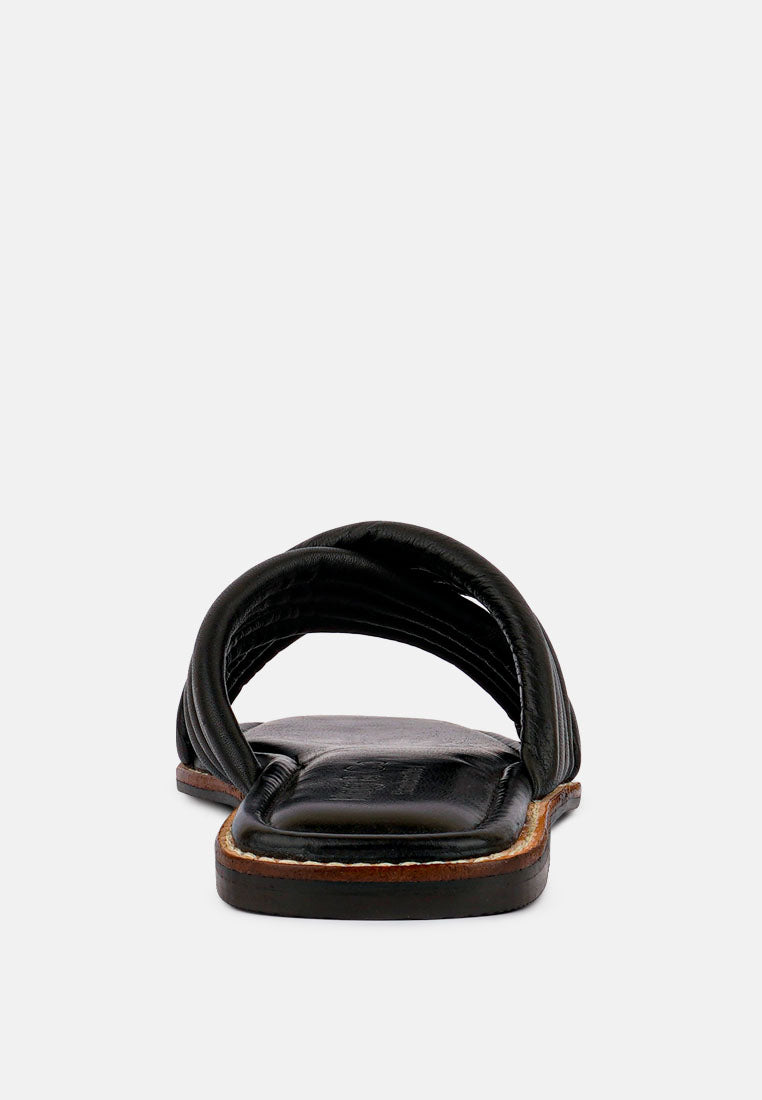 EURA Black Quilted Leather Flats_black