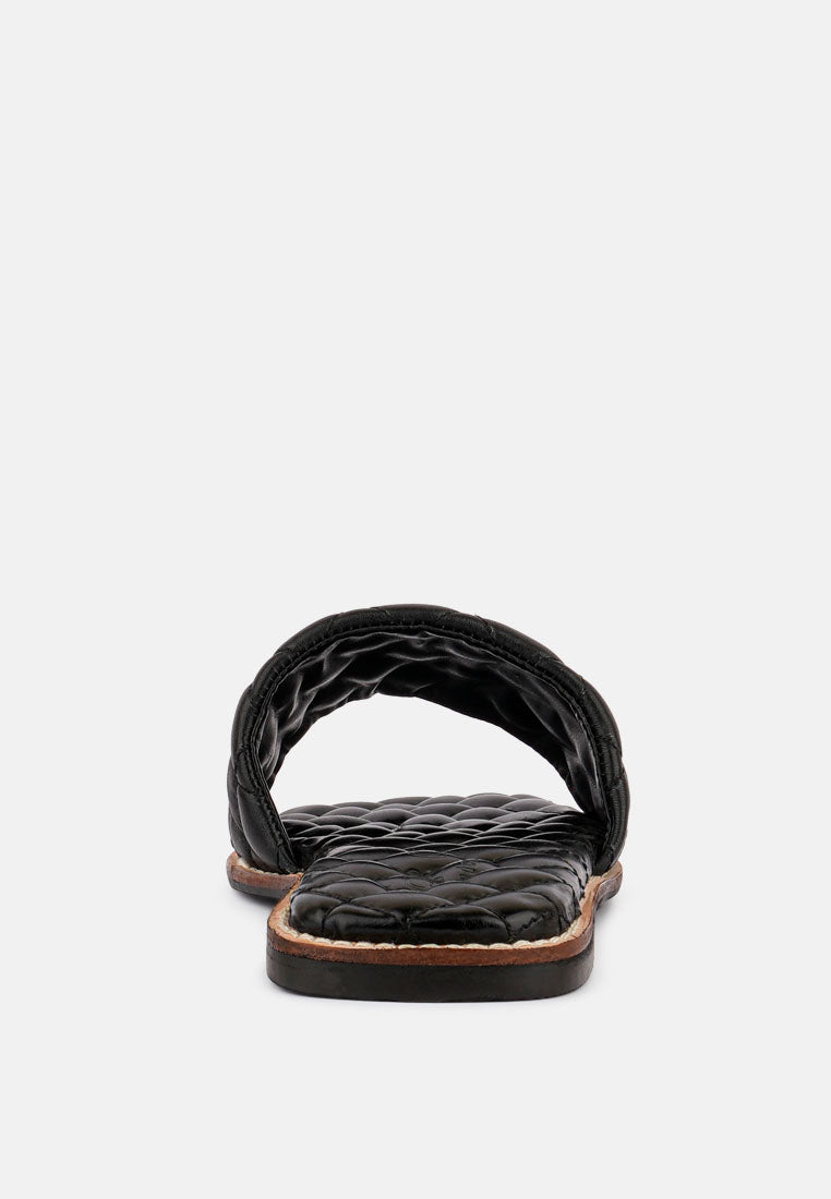 ODALTA Black Handcrafted Quilted Summer Flats_Black