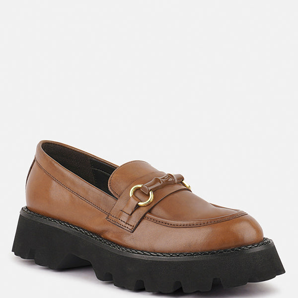 CHEVIOT Tan Chunky Leather Loafers