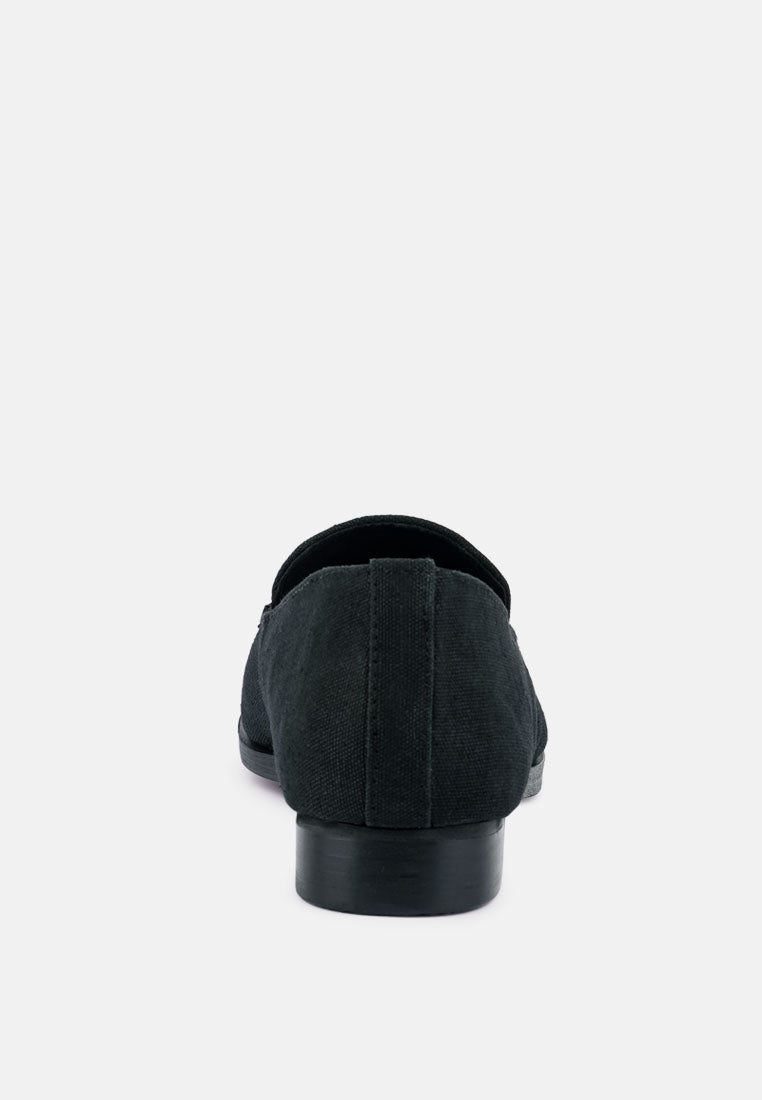 BOUGIE Black Organic Canvas Loafers_Black
