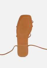 AMATHA Tan Essential Toe Ring Summer Leather Flats_Tan