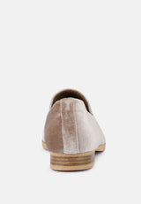 LUXE-LAP Taupe Velvet Handcrafted Loafers_Taupe