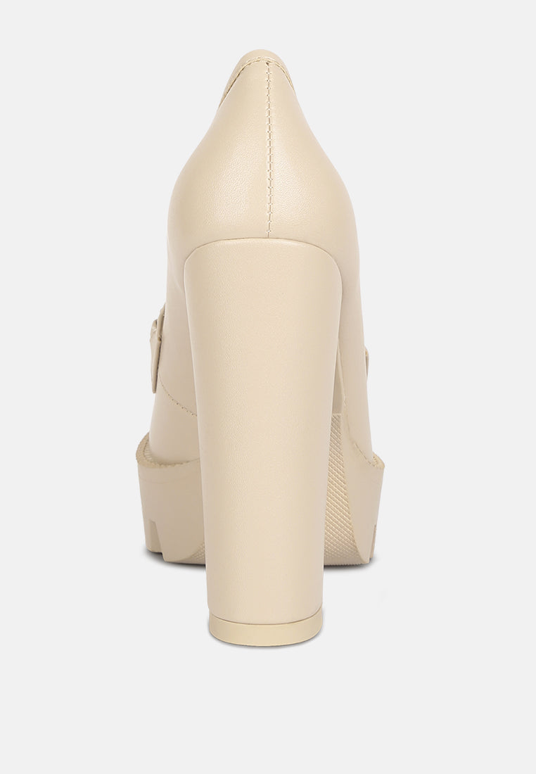 CORINNE Beige Chain Embellished Chunky Loafers#color_beige