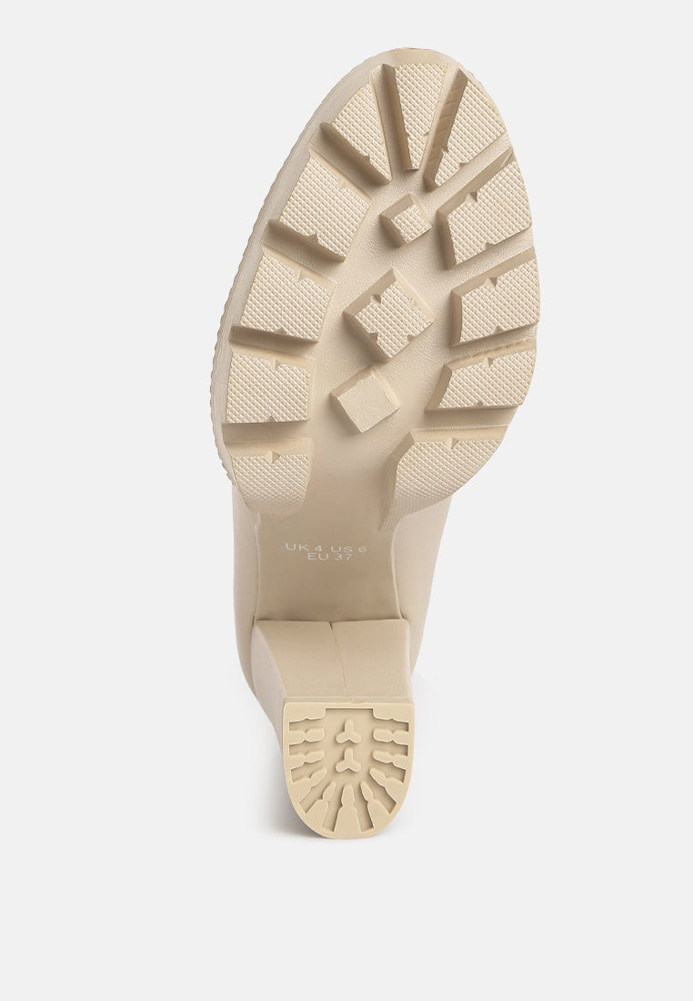 CORINNE Beige Chain Embellished Chunky Loafers#color_beige