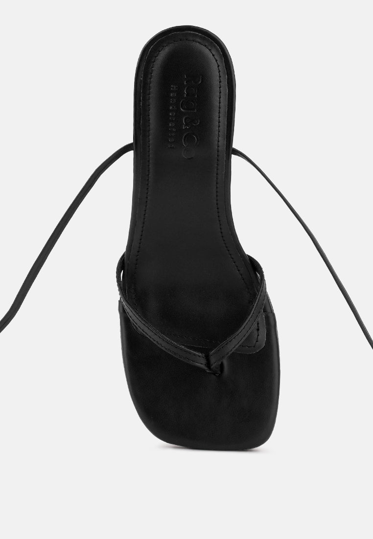 DORITA Black Kitten Heel Lace Up Sandal_Black