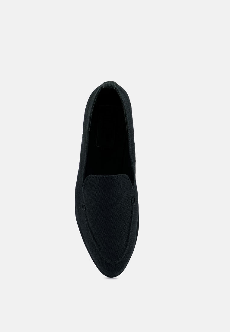 BOUGIE Black Organic Canvas Loafers_Black