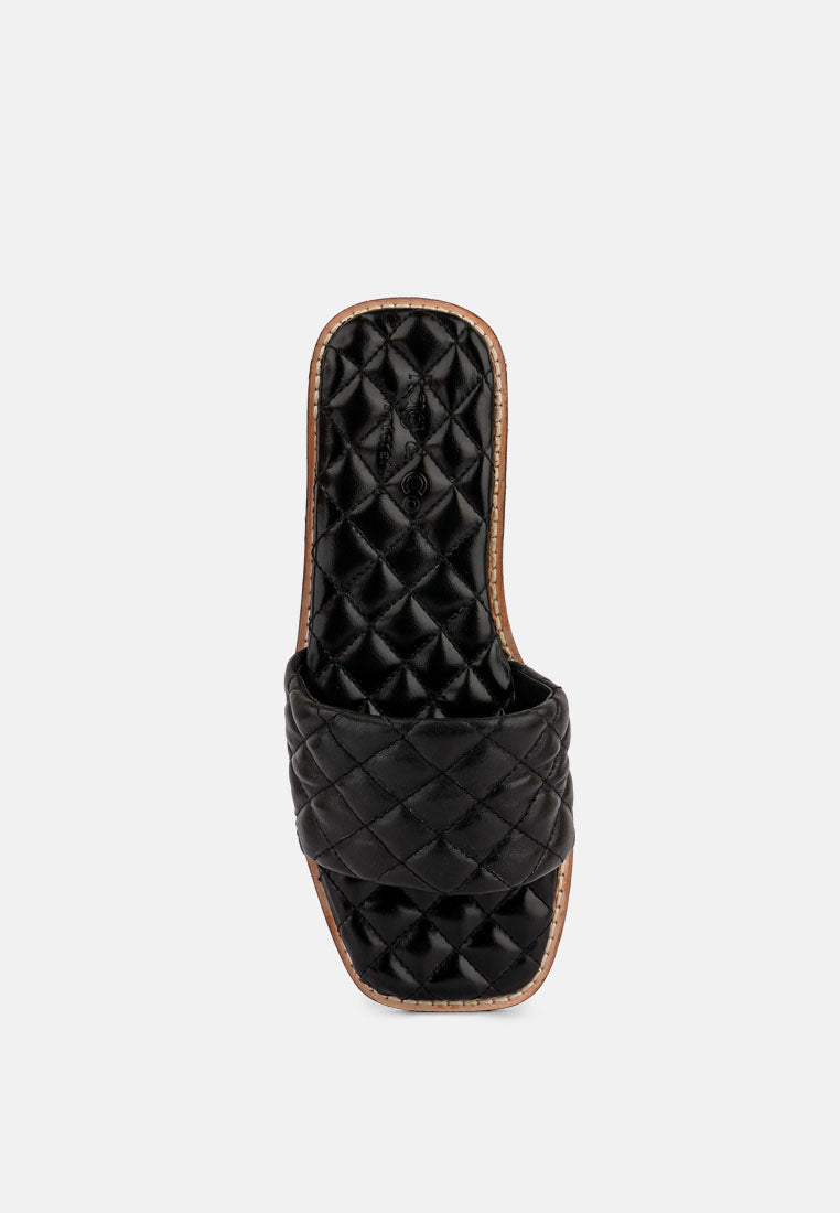 ODALTA Black Handcrafted Quilted Summer Flats_Black