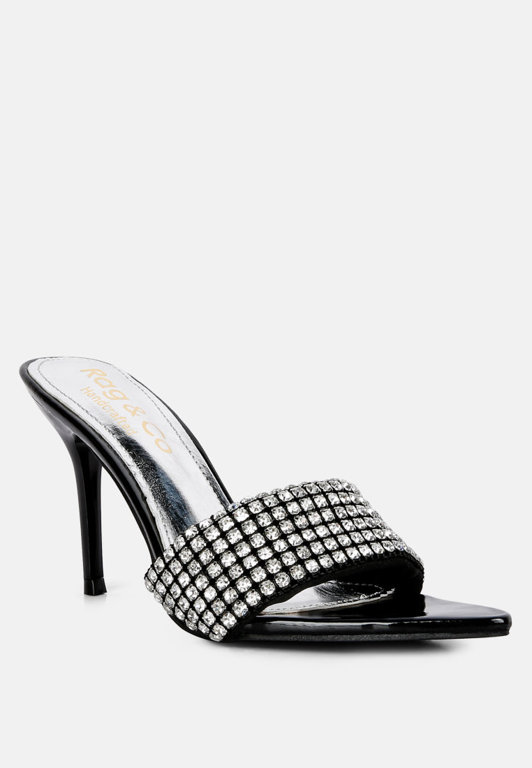 Buy Adina Diamante Embellished Slip On Sandals In Black | Sandals | Rag ...