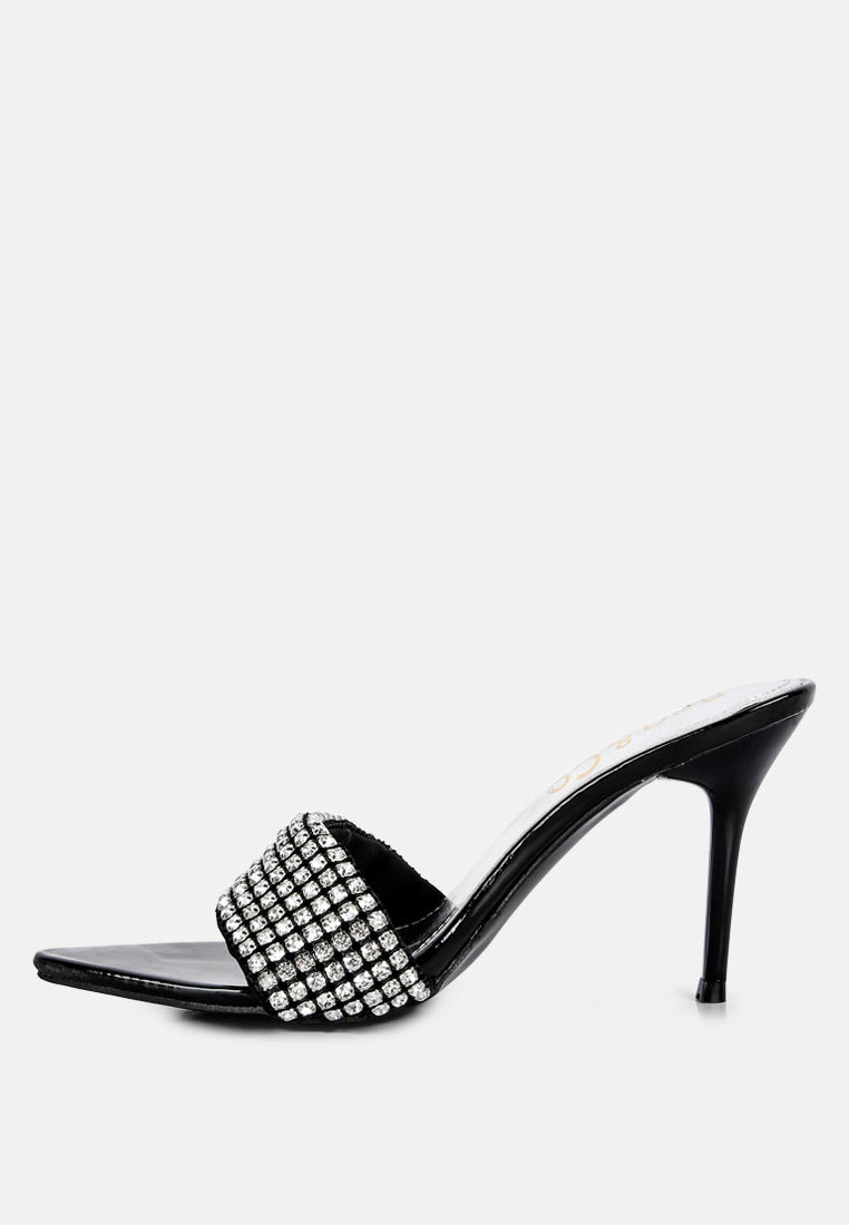 ADINA Diamante Strap Pointed Heel Sandals in Black#color_black