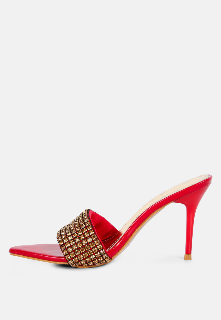 ADINA Diamante Strap Pointed Heel Sandals in Red#color_red