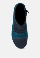 AGUAR Blue Denim Patchwork Ankle Boots_dark-blue