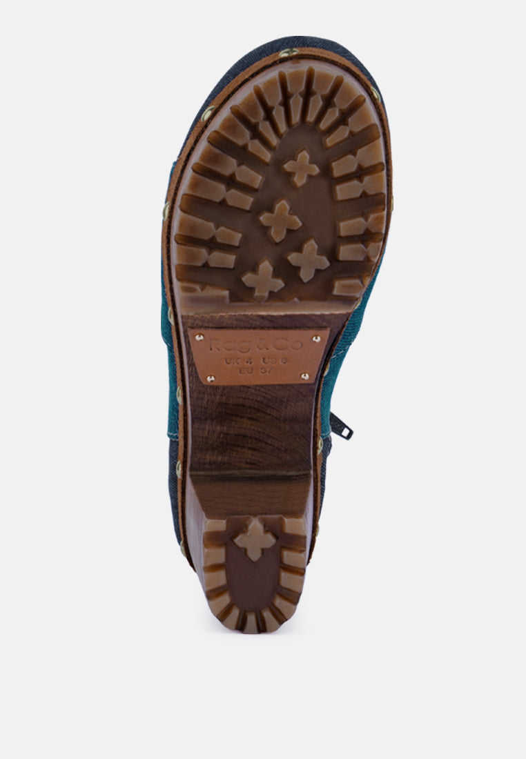 AGUAR Blue Denim Patchwork Ankle Boots_dark-blue