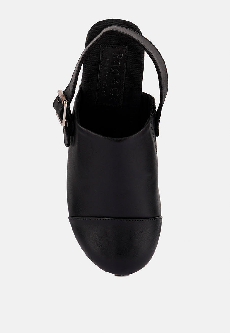 ALONA Black Slingback High Block Heeled Clogs_Black