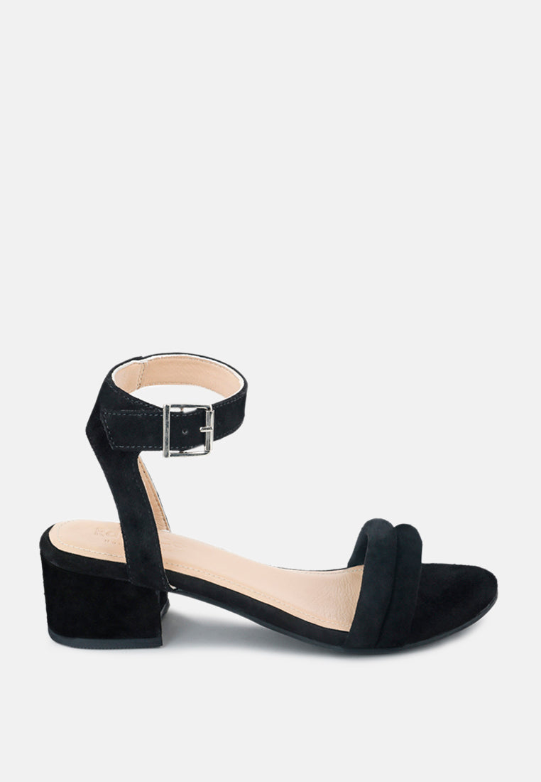 AMELIA Black Minimalist Block Heel Sandal-Black