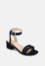 AMELIA Black Minimalist Block Heel Sandal-Black