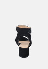 AMELIA Black Minimalist Block Heel Sandal-Black