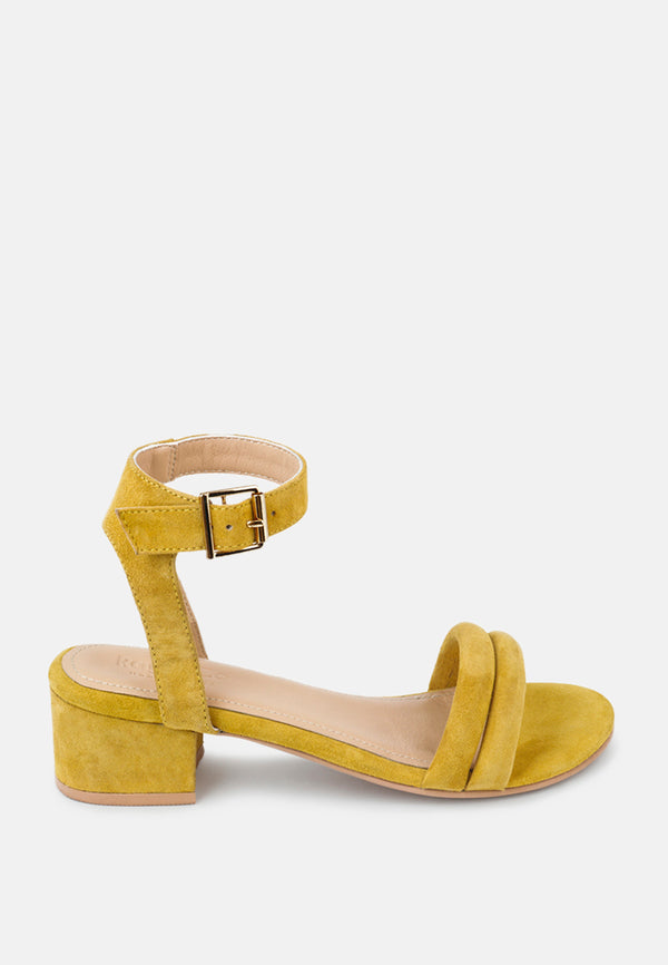 AMELIA Mustard Minimalist Block Heel Sandal-Mustard