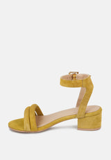 AMELIA Mustard Minimalist Block Heel Sandal-Mustard