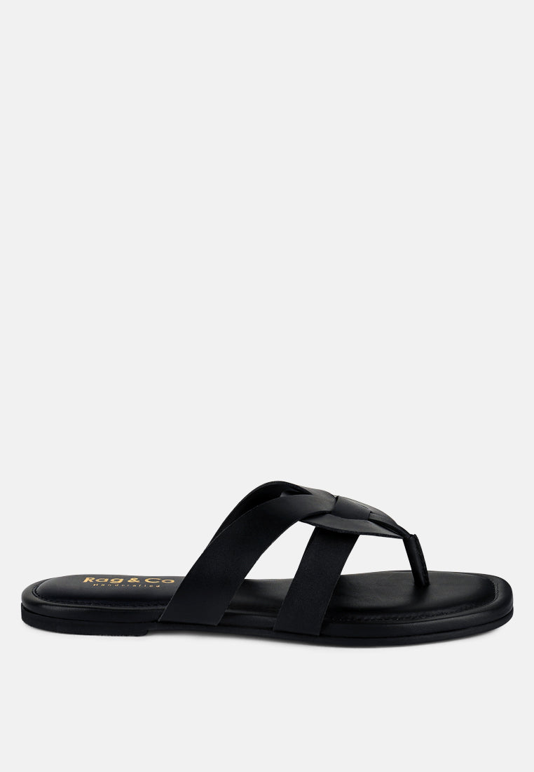 ANGELES Black Flat Slip Ons#color_black