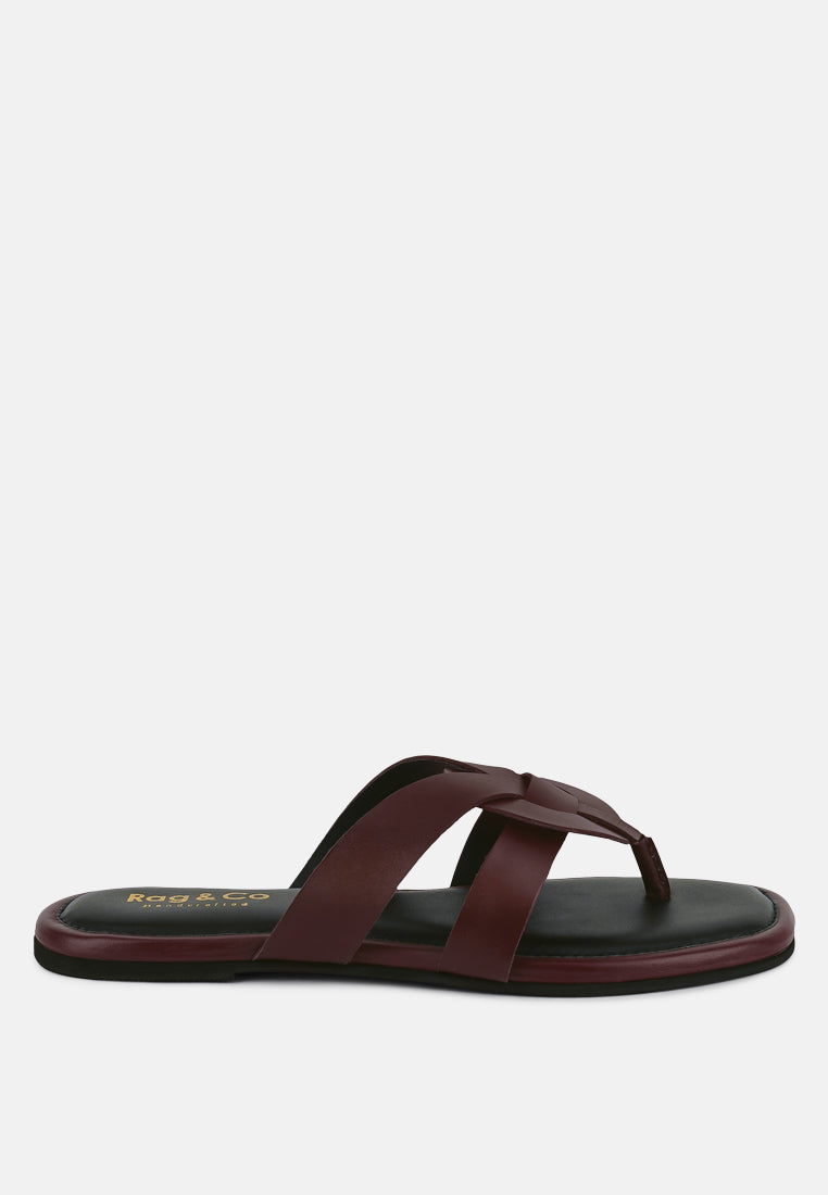 ANGELES Burgundy Flat Slip Ons#color_burgundy