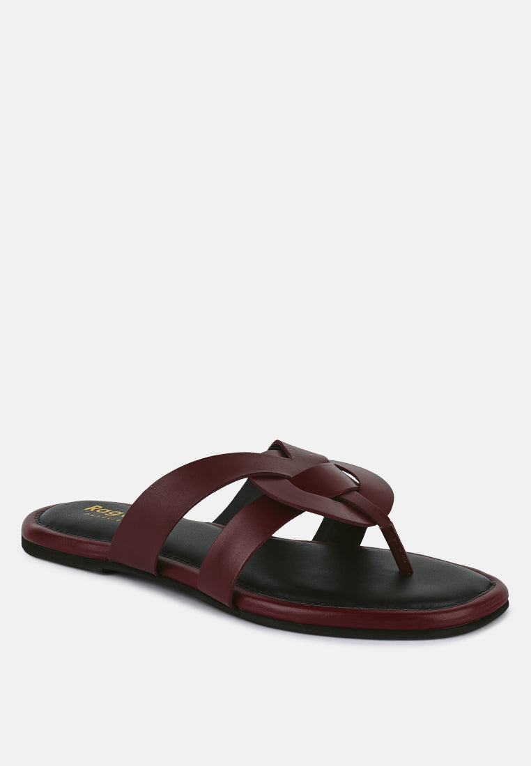 ANGELES Burgundy Flat Slip Ons#color_burgundy