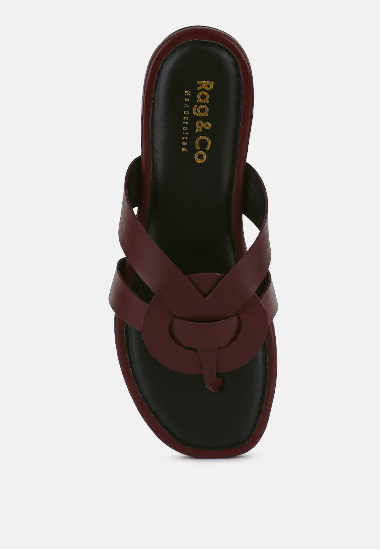 ANGELES Burgundy Flat Slip Ons#color_burgundy