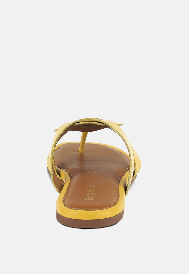 ANGELES Yellow Flat Slip Ons#color_yellow