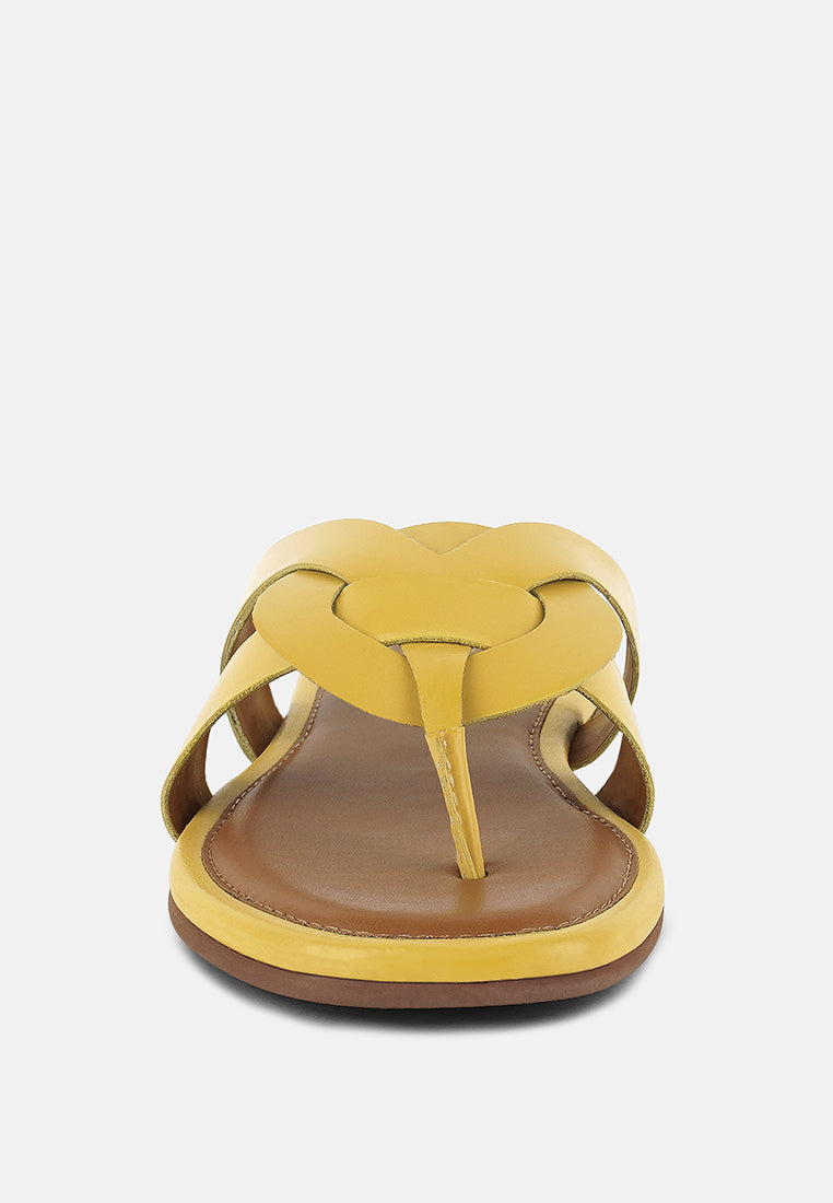 ANGELES Yellow Flat Slip Ons#color_yellow