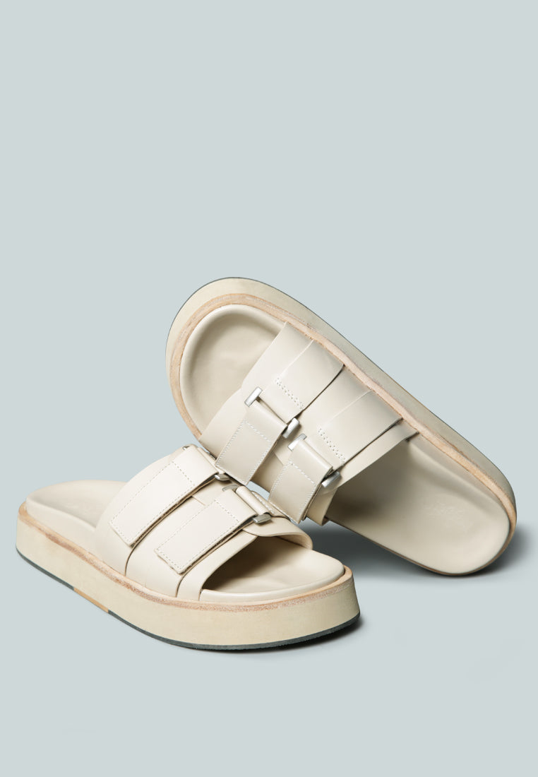 ANISTON Buckled Flatform Nude Slip-On Sandal_Nude