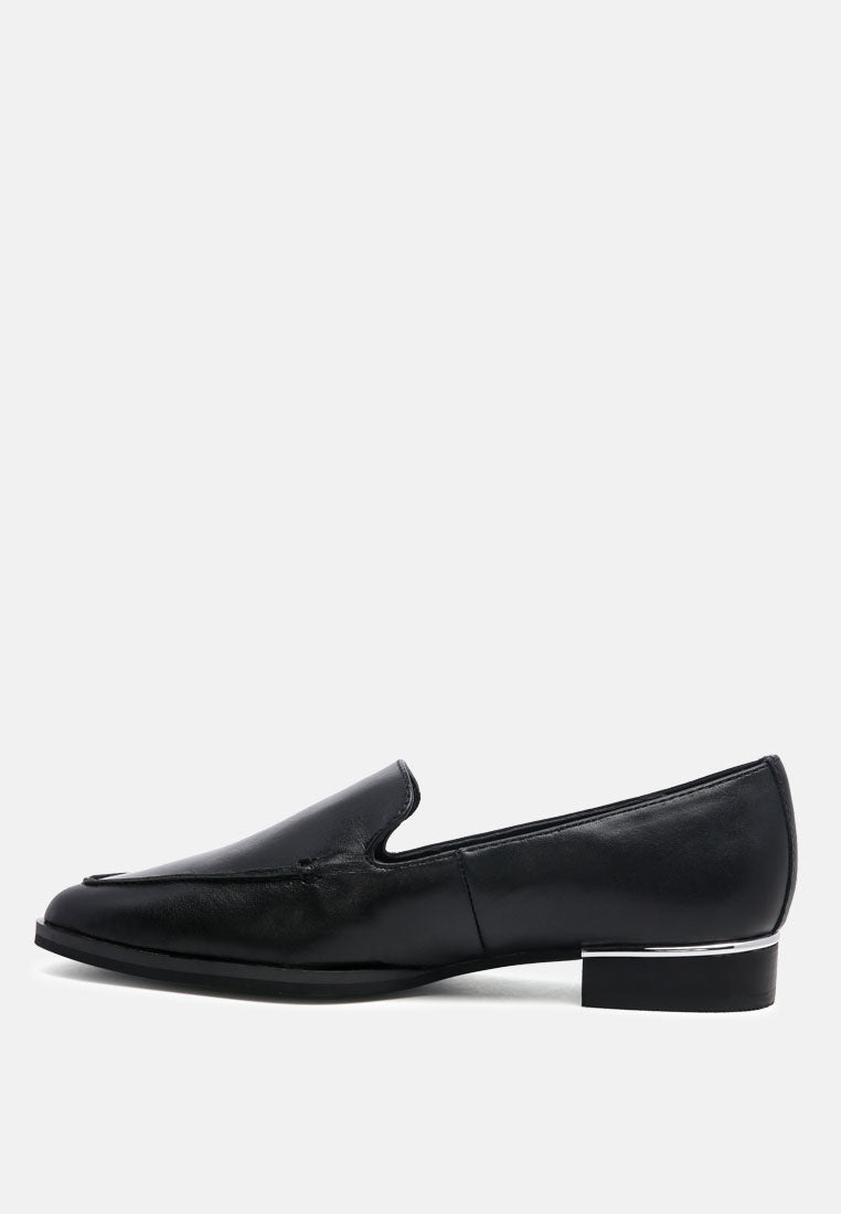 Buy Anna Black Leather Slip-On Loafers | Loafers & Ballerinas | Rag ...